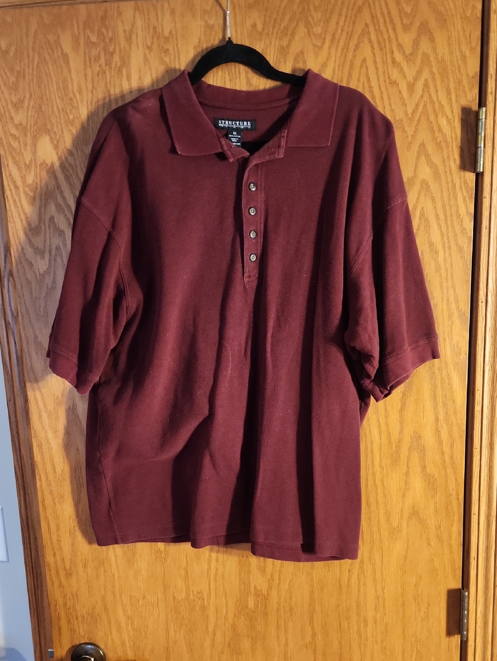Structure Men's Maroon Short-Sleeve Polo Size Xl